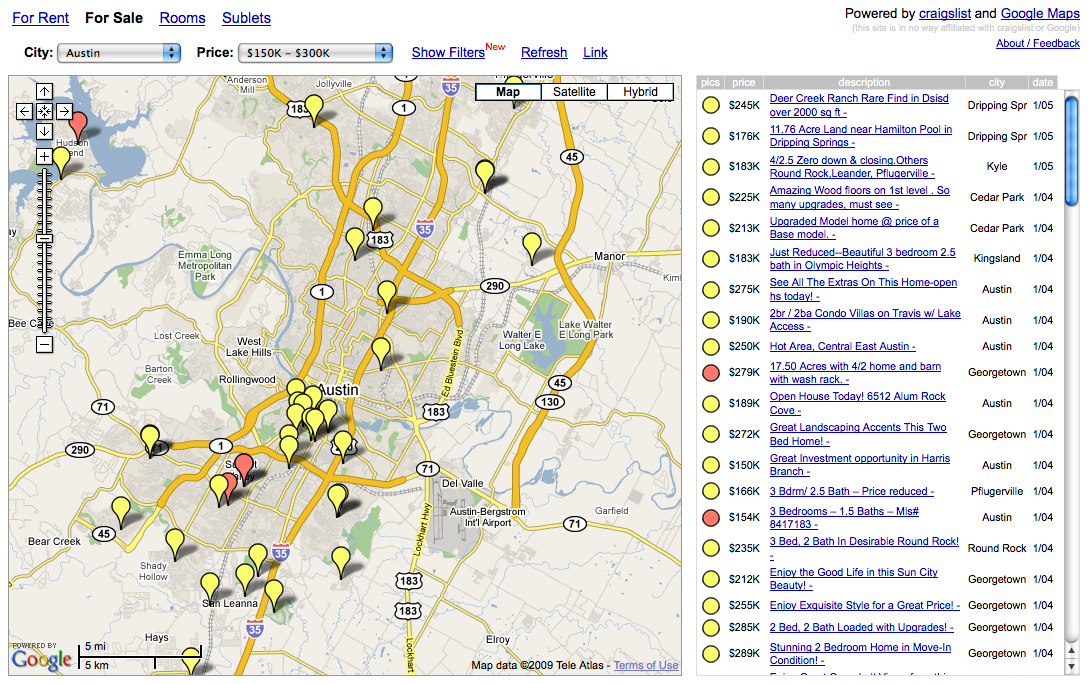 screenshot of old housingmaps.com