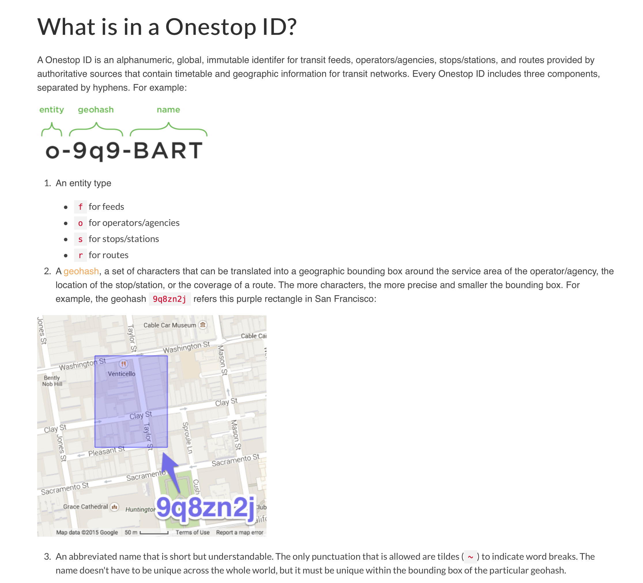 screenshot of Onestop ID documentation